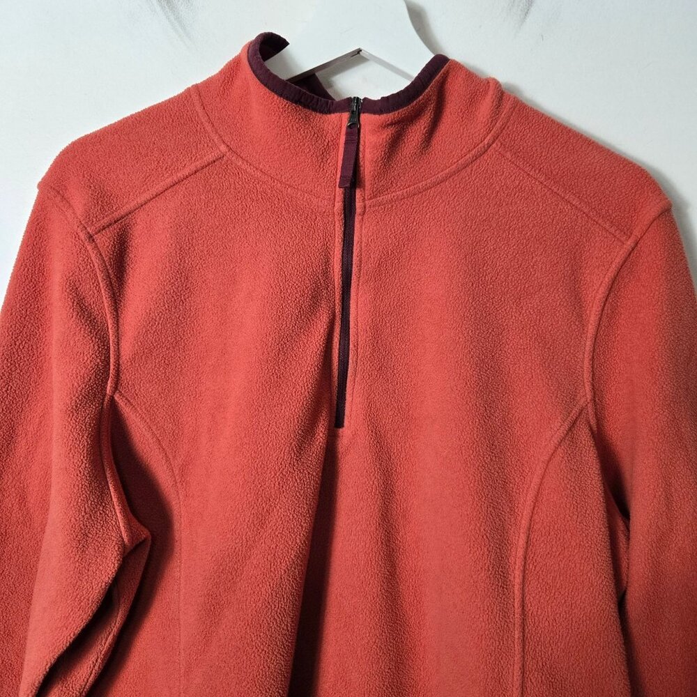 L.L. Beans Women's Size XL Orange 1/4 Zip Fleece Pullover Sweatshirt - Picture 2 of 10
